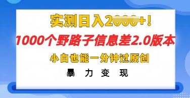 2025抖音1000个野路子信息差最新玩法,一分钟过原创,暴力变现月入几k-易购买商城