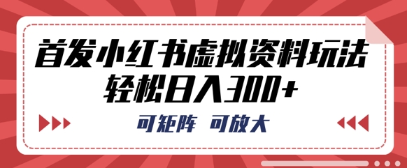 首发小红书虚拟资料玩法,可矩阵,可放大,轻松日入3张-易购买商城