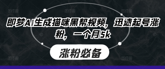 即梦AI生成猫咪黑帮视频，迅速起号涨粉，一个月5k-易购买商城