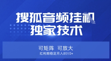 【搜狐音频挂G】独家技术，可矩阵可放大，红利期稳定月入8k【揭秘】-易购买商城
