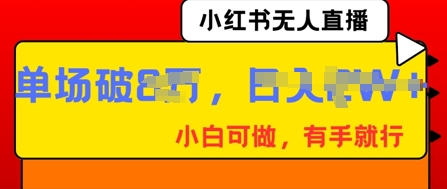 小红书无人直播，纯小白可做，有手就行，单场直播销售额破8w-易购买商城