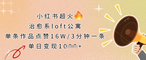 小红书超火的治愈系loft公寓，单条作品点赞16W，3分钟一条，单日变现数张-易购买商城