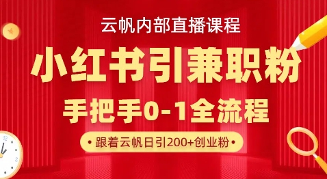 云帆内部直播课,小红书引流兼职粉教程,日引500+月变现过W-易购买商城