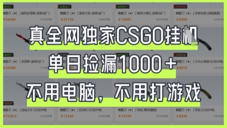 真全网独家CSGO挂G,单日捡漏1k+【揭秘】-易购买商城