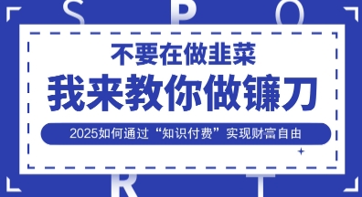 韭菜生涯终结者，我来教你做镰刀，2025如何通过“知识付费”实现财F自由【揭秘】-易购买商城